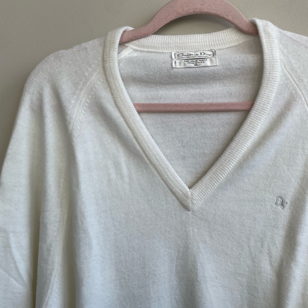 Dior Cream V-Neck Sweater - Picture 4 of 10
